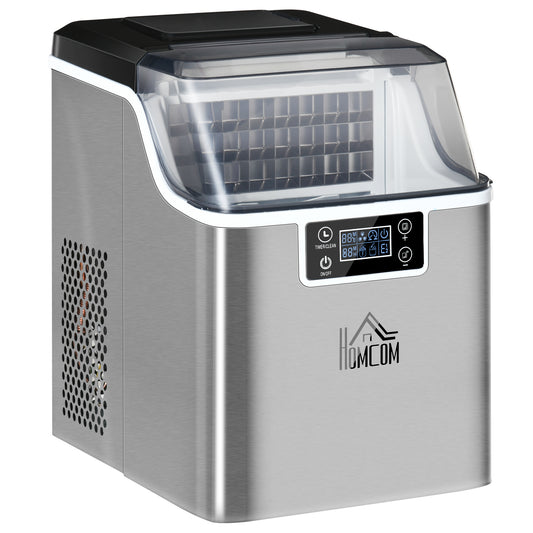 Gigab2b original image - Eiswürfelautomat, 20 kg/24h 2,3 L, mit 3,2 L Wassetank, automatisches Reinigungsprogramm, Edelstahl, 25,2 x 36 x 37,1 cm, Silber