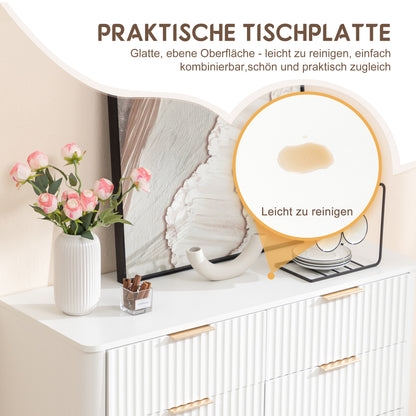 6-Drawer Dresser, Modern White Storage Chest with Metal Handles & Soft-Closing Slides, Sturdy MDF Bedroom Dresser for Living Room Hallway – Anti-Tip Device, 20cm Raised Legs for Robot Vacuum
