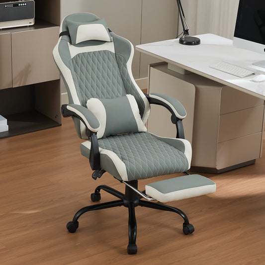 Gigab2b original image - Ergonomischer Gaming-Stuhl mit Lordosenstütze, Nackenstütze & Fußstütze – Ermüdungsfrei auch bei langem Sitzen, ideal für Home, Büro & Livestream