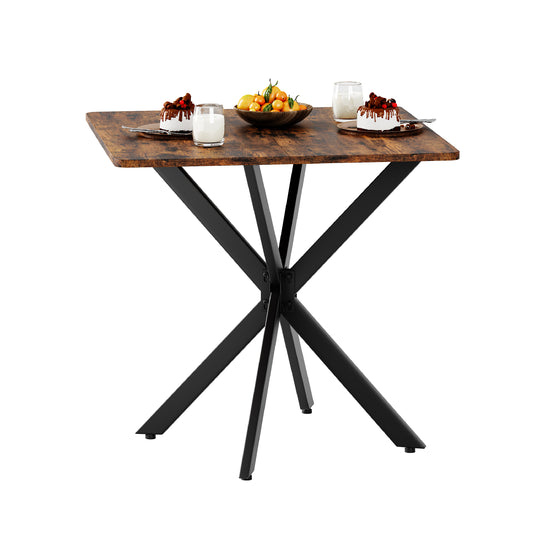 Gigab2b original image - Industrie Beistelltisch Quadratisch, Modernes X-Gestell Design mit Holzoptik Platte, Stabile Metallbeine, für Wohnzimmer Schlafzimmer Büro, Braun, 80x80x75 cm
