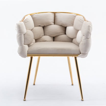 Luxurious Modern Accent Chair for Bedroom Vanity with Metal Frame