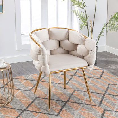 Gigab2b original image - Luxuriöser, moderner Akzentstuhl, Schminktischstuhl mit Metallgestell für Schlafzimmer, Wohnzimmer, Esszimmer