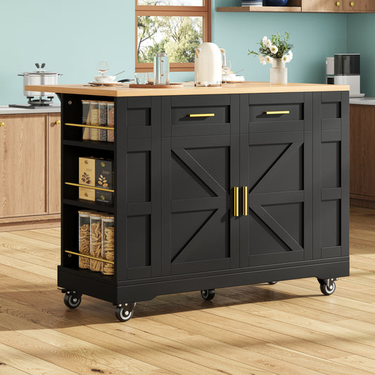 Gigab2b original image - Moderne Kücheninsel, Küchenschrank, buffetschrank, Speisewagen mit Holzmaserung, buffetschrank, Multifunktionale Esstisch mit Speicherraum, Speisewagen mit Stretchfunktionsschränken, Schwarz