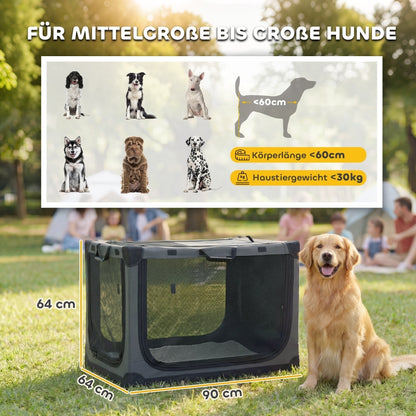 Foldable Dog Crate with Cushions - Washable Oxford Fabric Pet Carrier