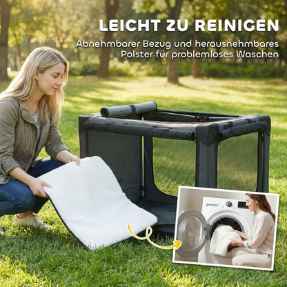 Foldable Dog Crate with Cushions - Washable Oxford Fabric Pet Carrier