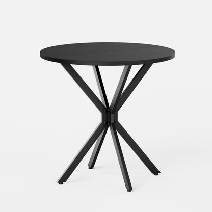 Runder Tisch mit X-Beinen, 80 cm - Küchen- und Esstisch für Homeoffice, Balkon oder als Couchtisch - Schwarz