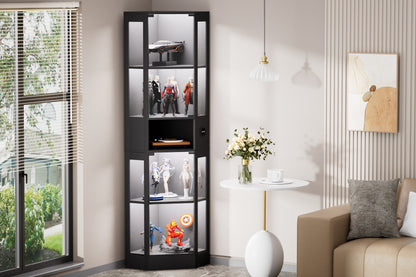 Funfstockige Glasvitrine mit Stauraum, LED-Beleuchtung, Glasturen und intelligenten Sensoren Geeignet fur