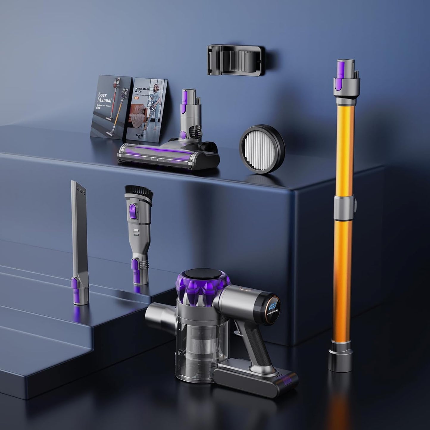 S3P Purple-gold Cordless Broom Vacuum Cleaner