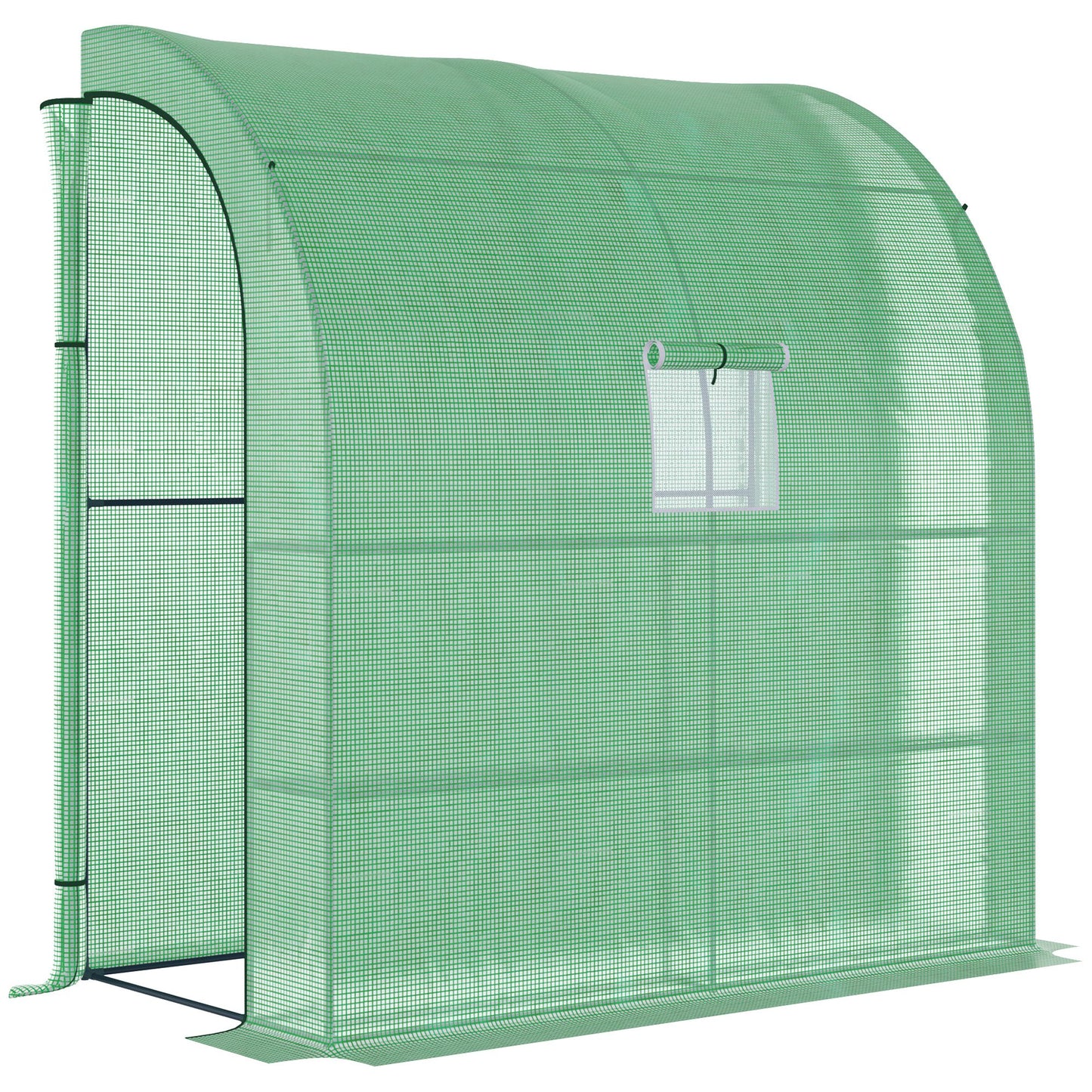 Gigab2b original image - Foliengewächshaus Treibhaus 200 x 100 x 215 cm mit 2 Türen, UV-Schutz, Stahl & PE für Pflanzenaufzucht, grün