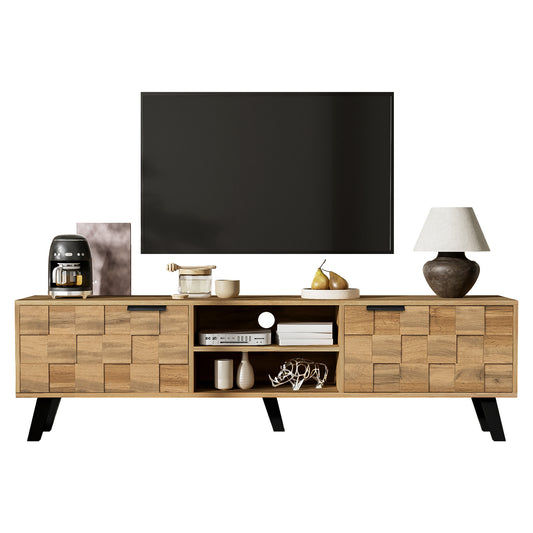 Gigab2b original image - Moderner TV-Schrank mit 2 Türen und 2 offenen Fächern – 160,5 x 35,5 x 45 cm
