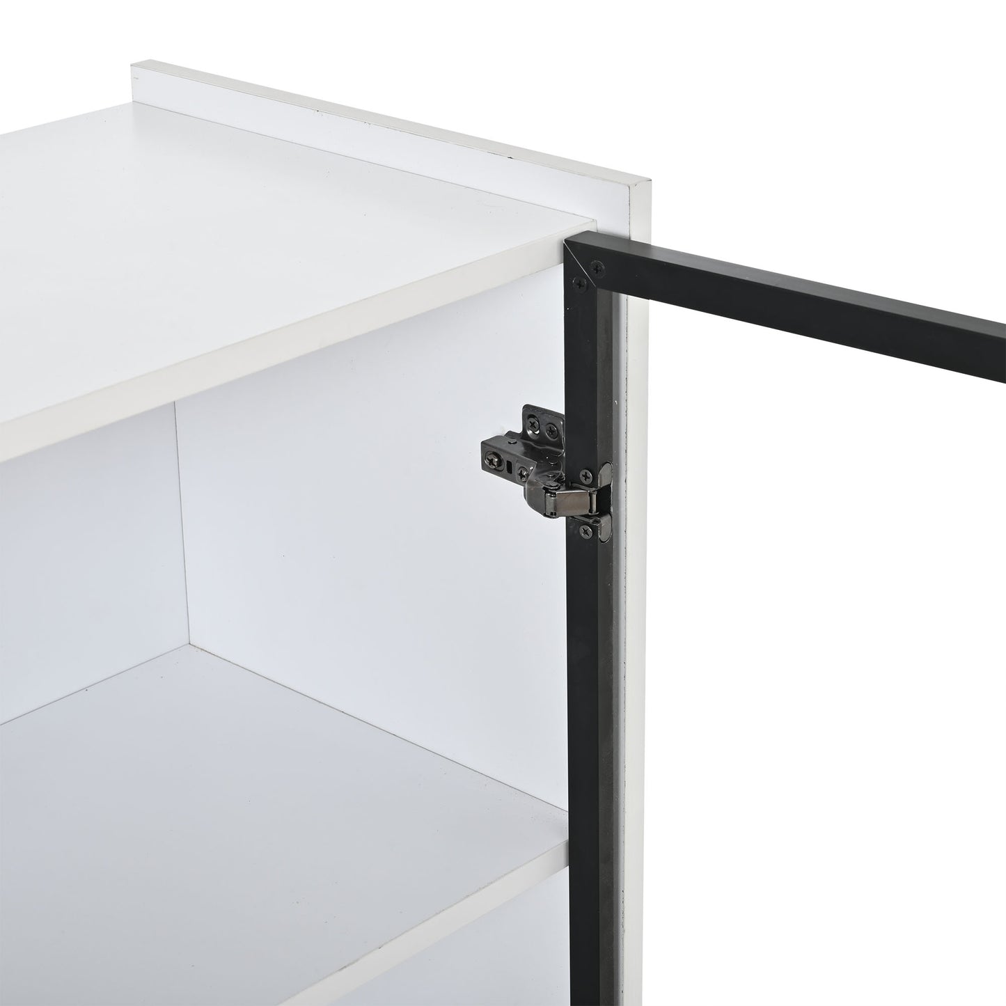 Moderne LED Vitrine Matt Höhe 120cm mit LED-Beleuchtung, Glasvitrine Standvitrine mit Beleuchtung, Wohnzimmerschrank mit Glastüren und Klapptür, Spanplatte Display Schrank,Weiß