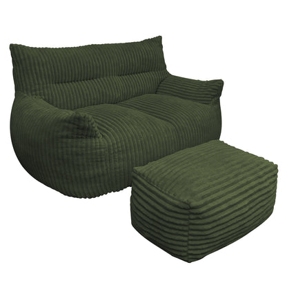 Gigab2b original image - Double Bean Bag Chair with Ottoman - Large Bean Bag Loungers Chairs for Adults, Teens, and Children for Living Rooms, Bedroom, Dorm, or Balcony