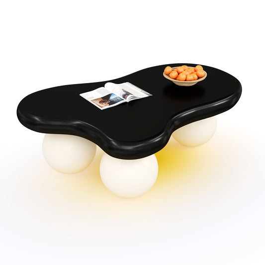 Cloud Style Couchtisch mit LED-Beleuchtung – 16 Farben wählbar, Coffee Table, Wolkenform-Design, Rundbein-Design, stilvolles Highlight für modernes Wohnzimmer und Kinderzimmer