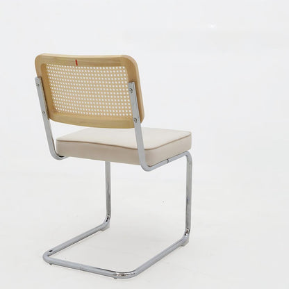Dining Chairs Set of 4, Velvet Rattan Side Accent Chairs with Chrome Legs, Modern Mid Century Breuer