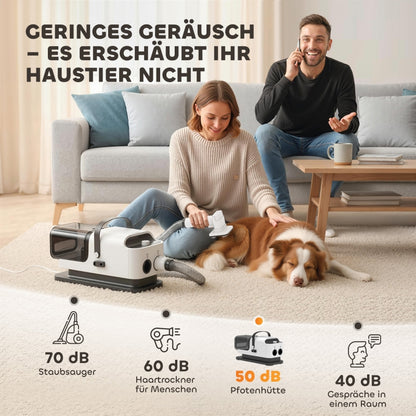 Quiet Pet Grooming Machine with Vacuum and 5 Tools for Dogs and Cats