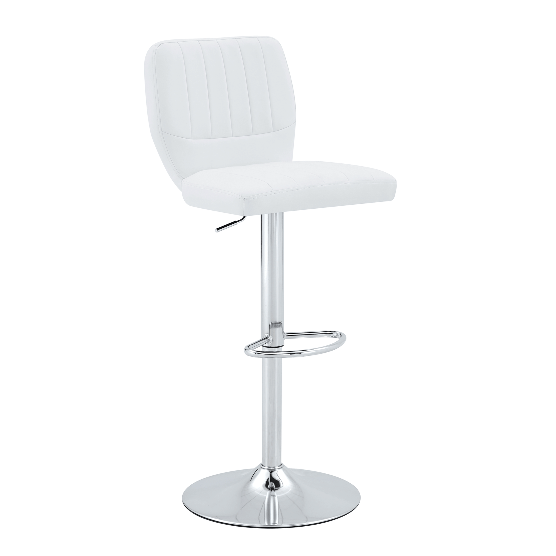 Barhocker höhenverstellbar 62-83cm, 360° drehbarer Barstuhl mit Rückenlehne & Fußstütze, Ergonomischer Küchenhocker aus weißem Kunstleder, belastbar bis 136kg, Chrom-Finish