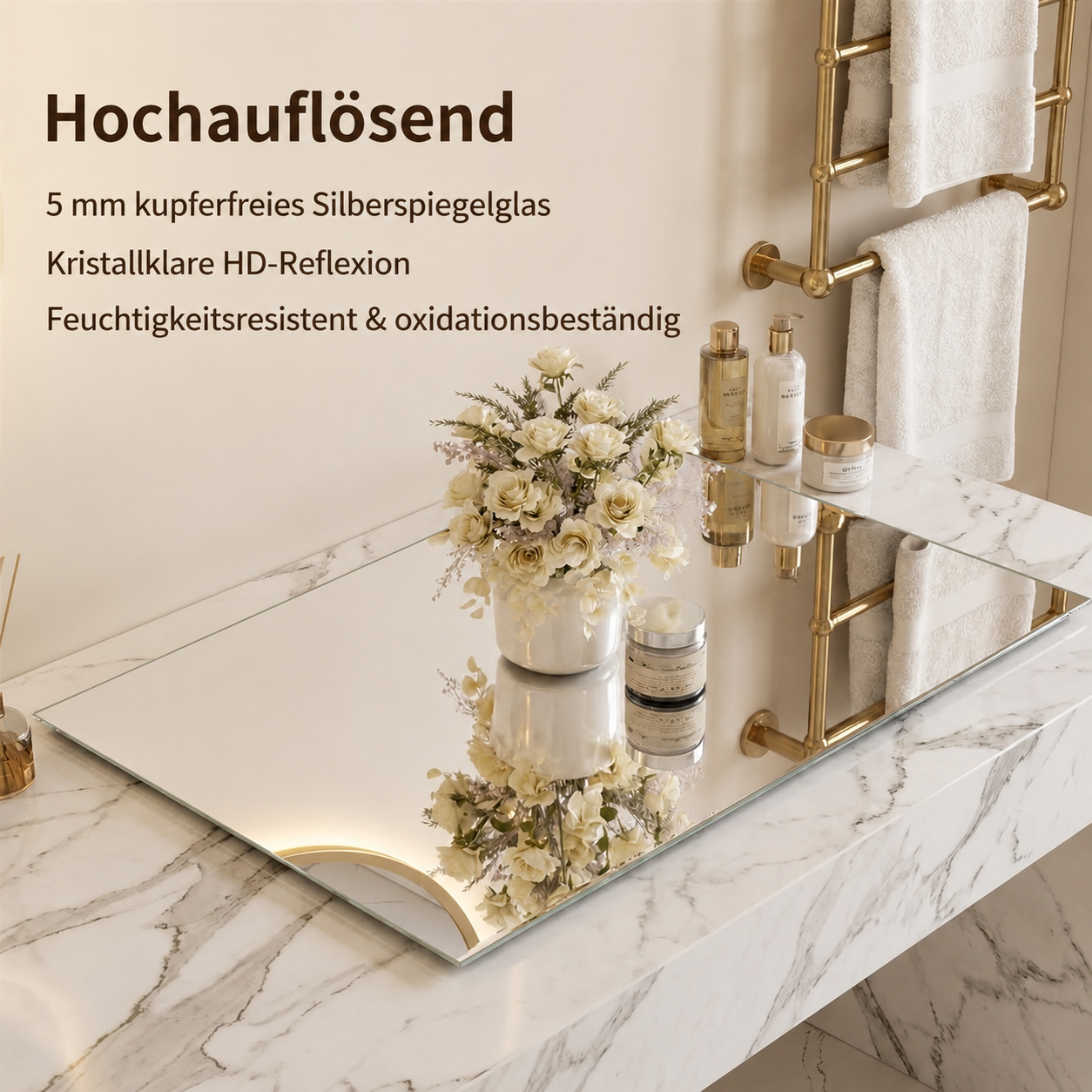 60x80cm Badezimmerspiegel mit Schwarzem Aluminiumrahmen, Kupferfreier HD-Wandspiegel, Horizontal & Vertikal montierbar, Für Bad, Flur und Ankleidezimmer
