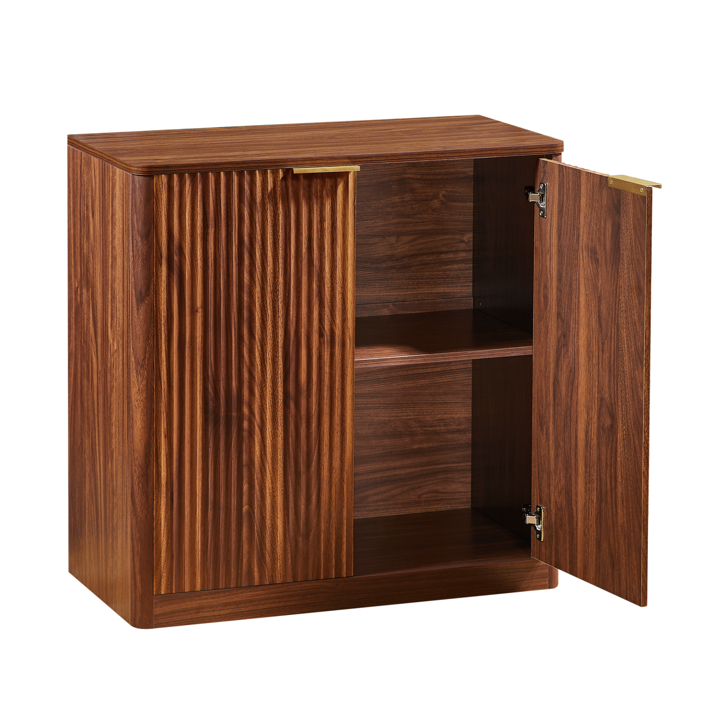 Modernes Sideboard mit Vertiefungspanelen & höhenverstellbaren Ablagen, TV-Schrank oder Buffet für Wohnzimmer & Esszimmer, wasserfeste Platte, 80x40x80 cm, Braun