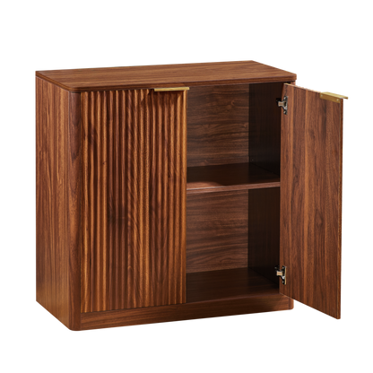 Modernes Sideboard mit Vertiefungspanelen & höhenverstellbaren Ablagen, TV-Schrank oder Buffet für Wohnzimmer & Esszimmer, wasserfeste Platte, 80x40x80 cm, Braun