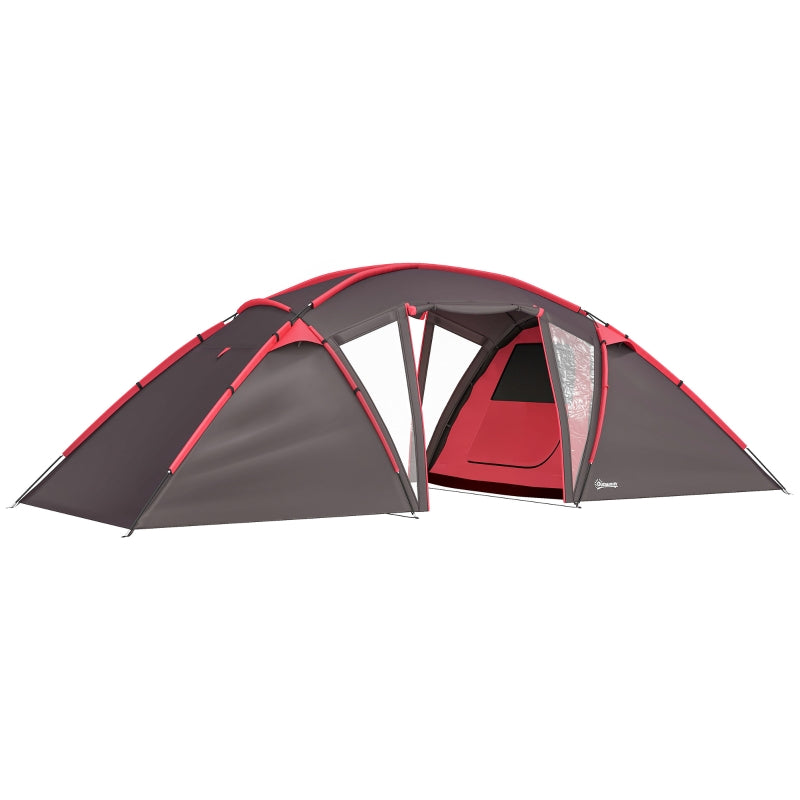 Gigab2b original image - Tunnelzelt, Campingzelt für 4-6 Personen, mit 3 Räumen, Lichthaken, Gruppenzelt mit Doppeltüren, 3000mm Wasserabweisend Familienzelt, für Garten, Campingplatz, Grau