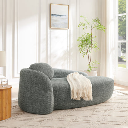 Minimalistisches Teddyfleece-Sofa mit abgerundetem Design, weich gepolsterte Couch mit Kissen, vielseitig einsetzbar für Wohnzimmer, Schlafzimmer und Studio,Gray