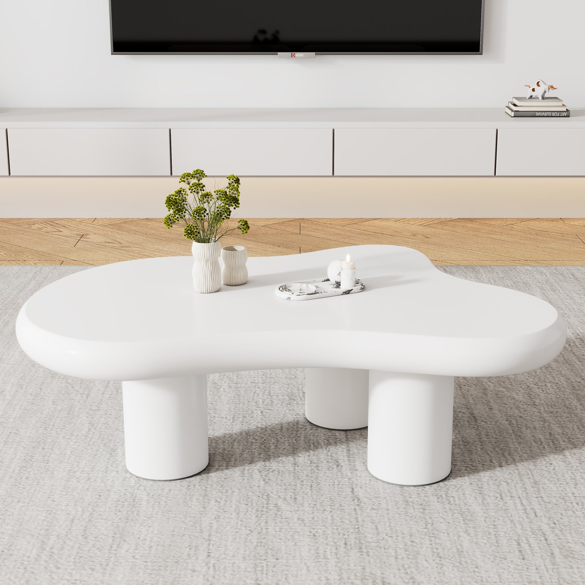 Gigab2b original image - Unregelmäßiger Couchtisch in Wolkenform, 97cm Länge, 67cm Breite, 32cm Höhe, MDF mit Filzunterlagen, lackierte Oberfläche,Kreativer Couchtisch