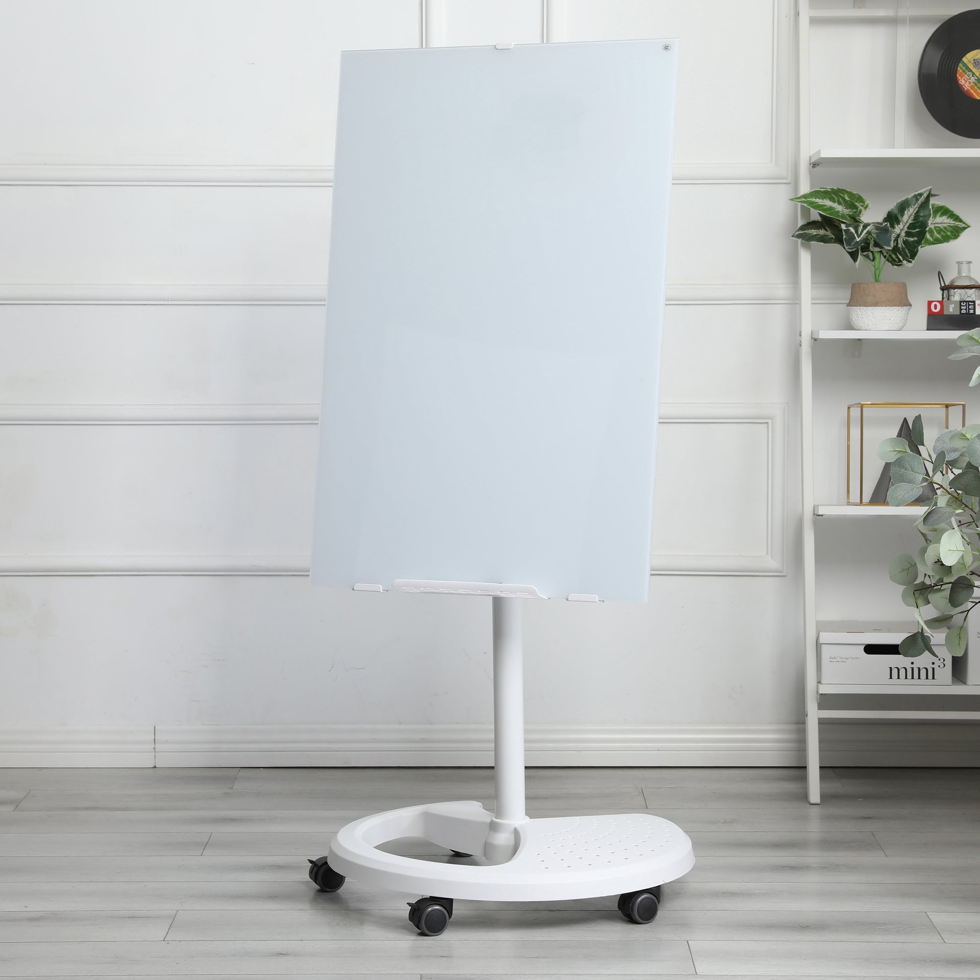 Gigab2b original image - Removable Adjustable Height Tempered Glass Whiteboard, Magnetic Dry Erase Whiteboard, 90 x 60 cm, Home School Supplies or Home Office Decor Includes 2 Magnets 2 Markers 1 Eraser