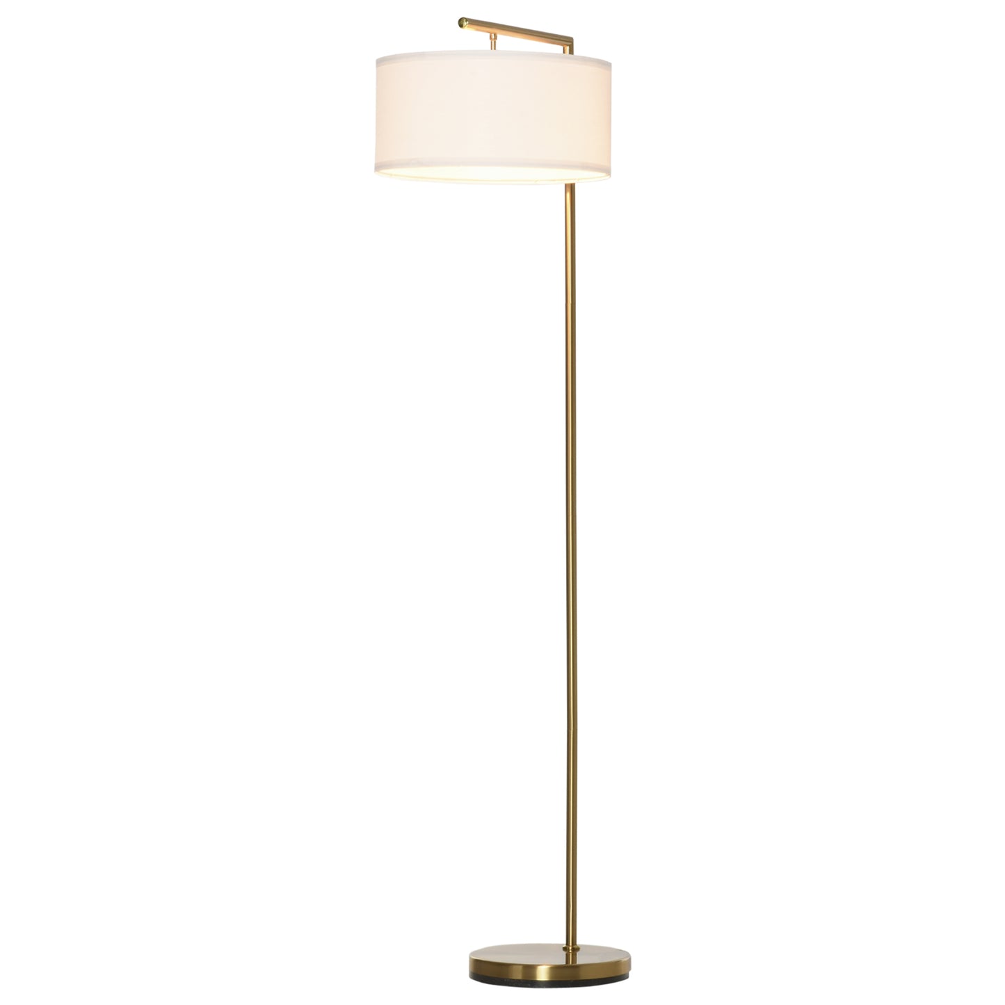 Gigab2b original image - Stehlampe E27 Sockel Stehleuchte für Wohnzimmer Schlafzimmer Büro, Metall Stahl Leinen Gold Weiß 47x37x153 cm