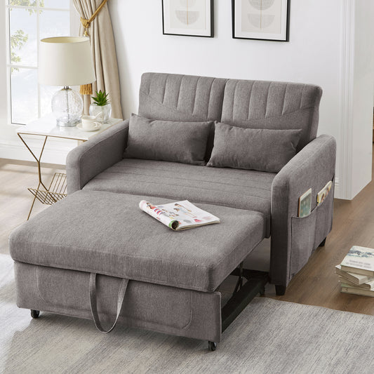 Gigab2b original image - [Sofabett mit Schlaffunktion] Zweisitzer-Klappsofa, ausziehbares Design, schlicht und modern, zeitgemäßer Stil, dreistufig verstellbare Rückenlehne, atmungsaktiver Baumwoll-Leinen-Stoff