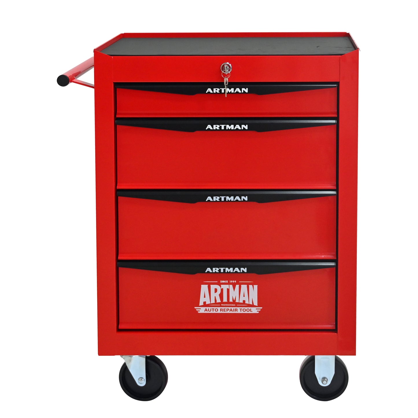 Gigab2b original image - Rolling Metall -Werkzeugkiste mit 4 Schubladen, 20 -Zoll -Schärfentool -Brustschrank mit Kugellagerschubladenrutschen, Stahlwerkzeugspeicherbox -Organizer -Rot & Schwarz (Red&Black)