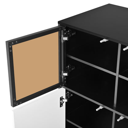 Sideboard,Küchenschrank, Aufbewahrungsschrank. Geeignet für Wohnzimmer, Küche, Esszimmer, mit Beleuchtung, 3 Glastüren, 3 weiße Türen, 100 x 40 x 105 cm, (Old Sku: N657P36865556S)