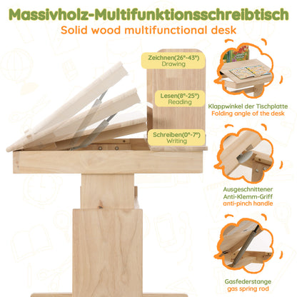 Adjustable Solid Wood Multifunctional Desk for Kids