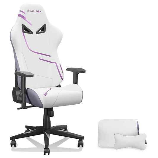 Gigab2b original image - KORNOX Ergonomic Gaming Chair Fabric for Adults,Office Chair Racing High Back,Game Chair Cloth Height Adjustable for Teens,Game Chair with Headrest and Lumbar Support for Women,White and Purple