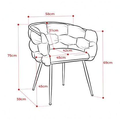 Luxurious Modern Accent Chair for Bedroom Vanity with Metal Frame