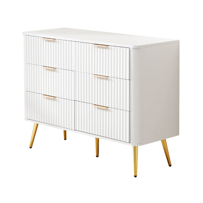 6-Drawer Dresser, Modern White Storage Chest with Metal Handles & Soft-Closing Slides, Sturdy MDF Bedroom Dresser for Living Room Hallway – Anti-Tip Device, 20cm Raised Legs for Robot Vacuum