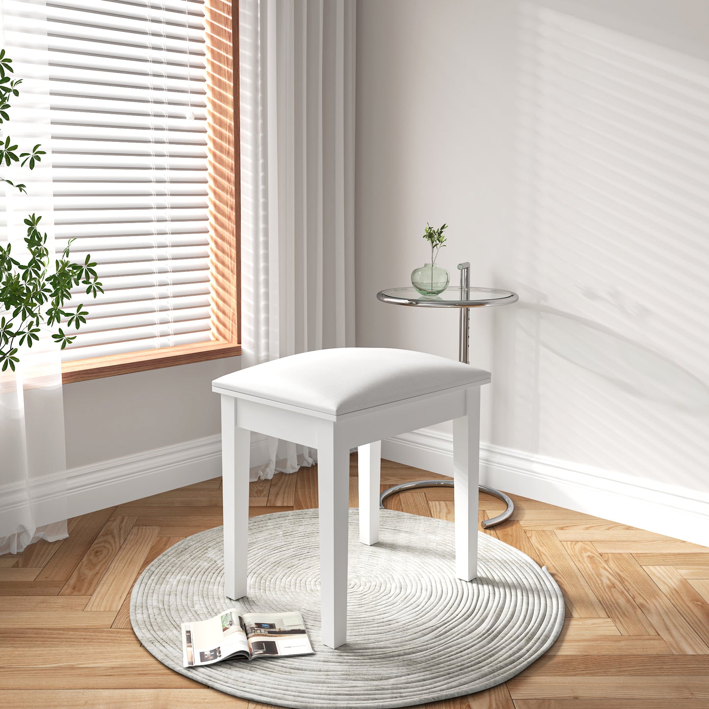 Gigab2b original image - Modern Padded Piano Stool Seat for Makeup Room, Square Vanity Stool Chair, High Elastic Sponge Makeup Bench, Ottoman