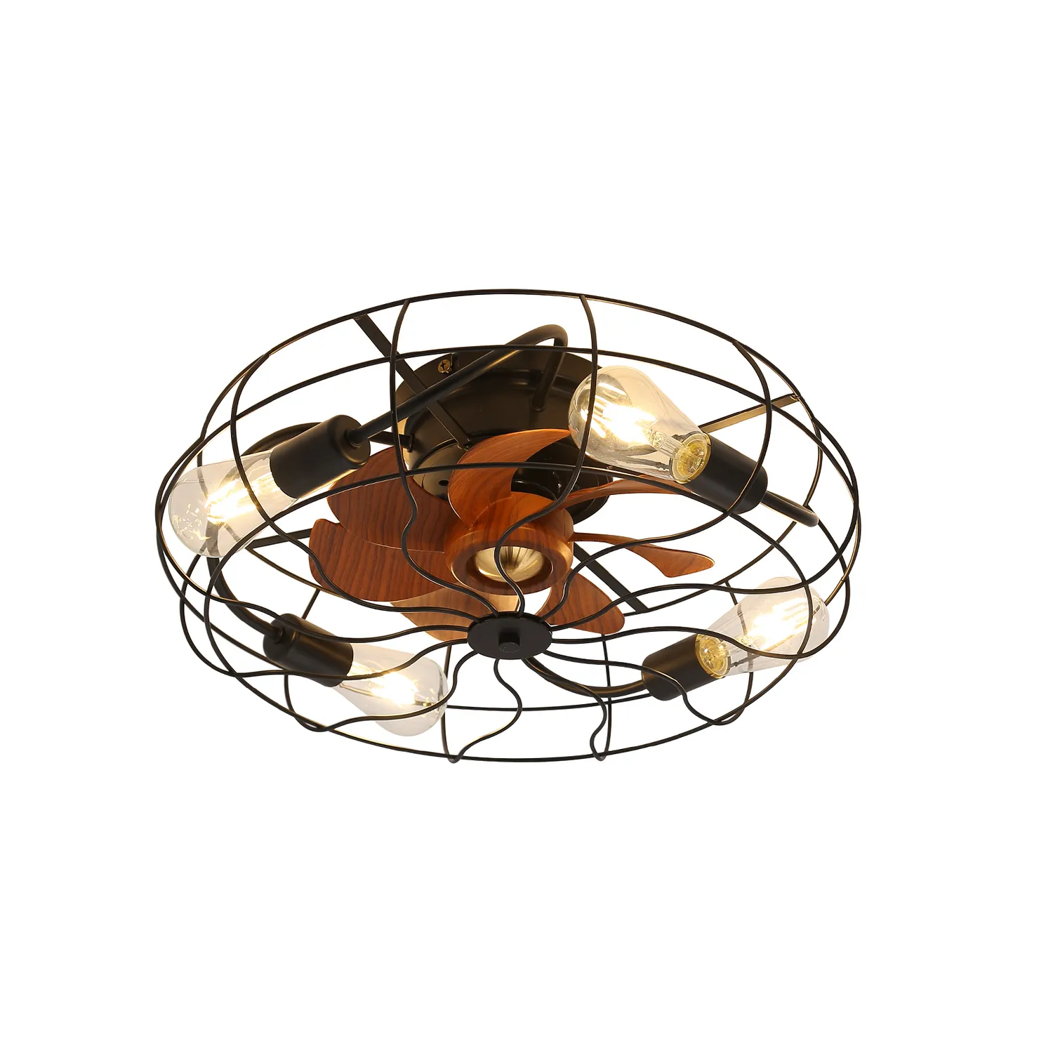 20-Zoll Industrie-Deckenventilator für Innenräume,Flachbauweise mit 7 Flügeln, Fernbedienung und integrierter Glühbirnenbeleuchtung