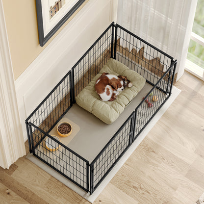 Basics Modulare Hundebox 120x60x60 cm, Flexibler Hunde-Käfig mit Sicherheitsdeckel & Verstellbarer Tür, Aus Stahl mit Rostschutz, inkl. PVC-Auflage, Schwarz