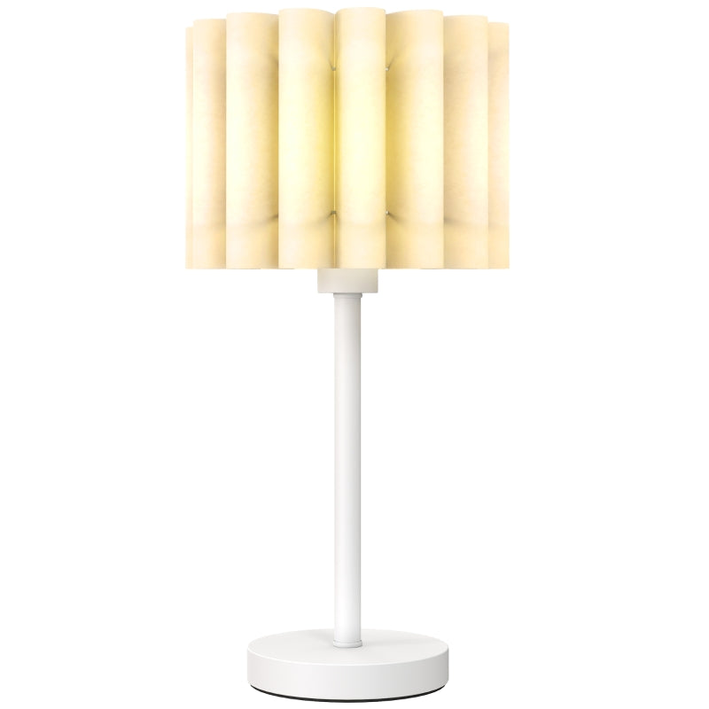 Gigab2b original image - Tischlampe, Tischleuchte mit Wellen-Lampenschirm, E27-Fassung, Knopfschalter, Nachttischlampe für Wohnzimmer, Spielzimmer, Weiß, exkl. Glühbirne