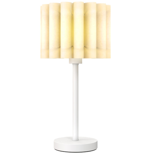 Gigab2b original image - Tischlampe, Tischleuchte mit Wellen-Lampenschirm, E27-Fassung, Knopfschalter, Nachttischlampe für Wohnzimmer, Spielzimmer, Weiß, exkl. Glühbirne