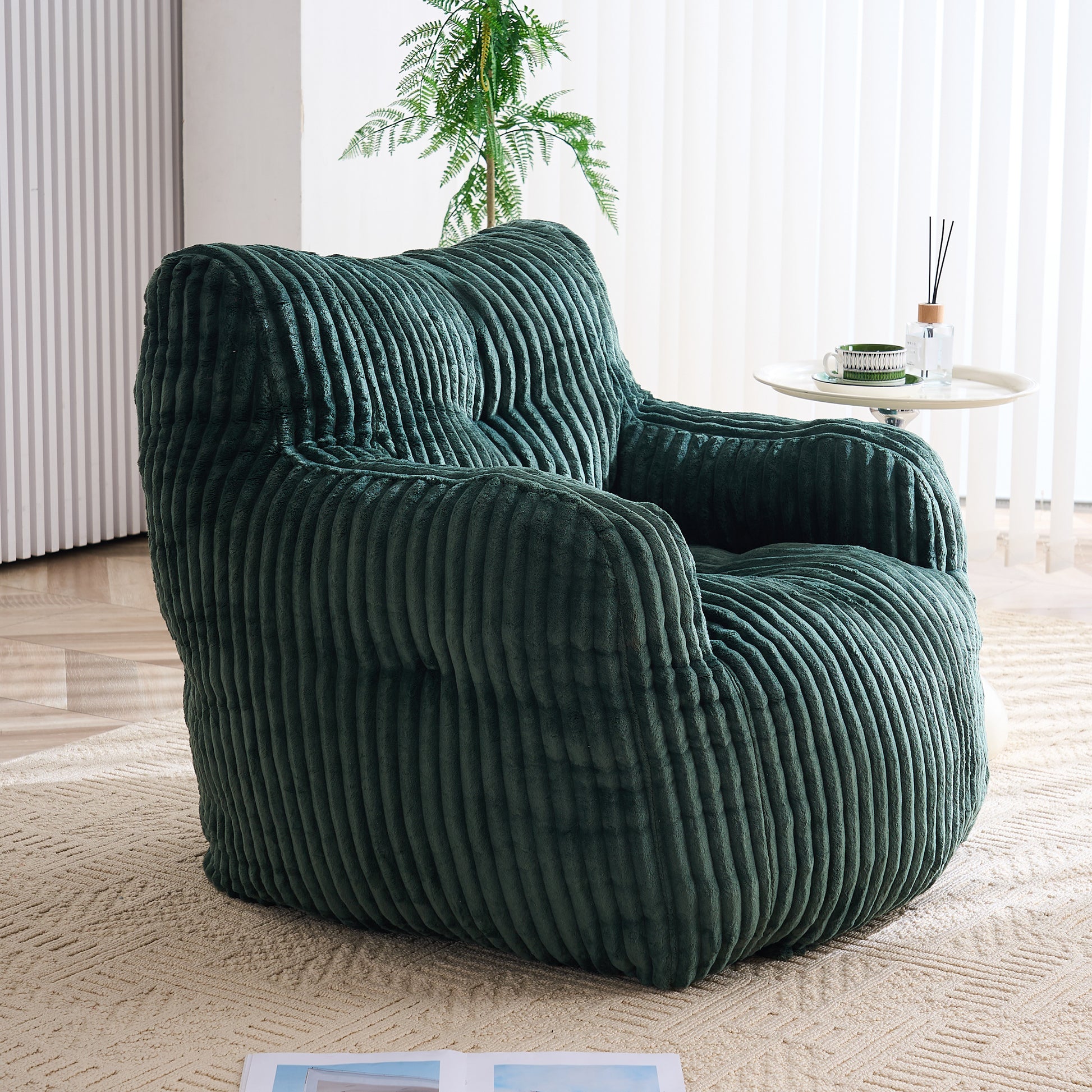 010-Soft gepolsterter Schaumstoff-Sitzsack mit Cord-Bezug, Grün