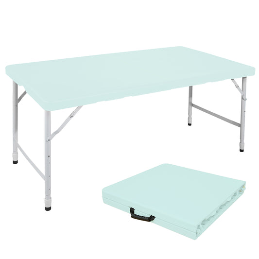 125cm Portable Heavy Duty Folding Table with Handle, Adjustable Height Foldable Table, Multi-Functional Fold up Table for Camping Picnic Parties Indoor/Outdoor, Capacity Weight 135KG (Blue)