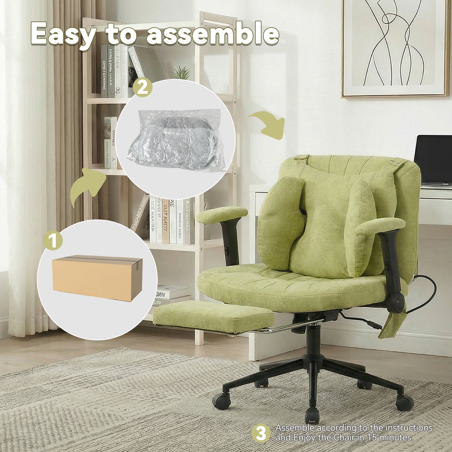 Ergonomic Swivel Office Chair with Adjustable Height and Footrest