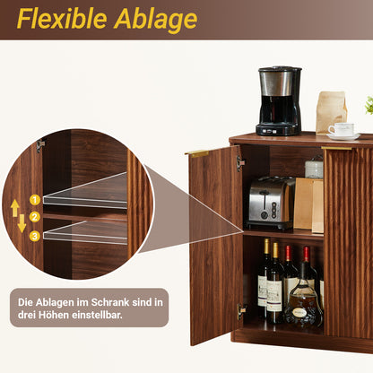 Modernes Sideboard mit Vertiefungspanelen & höhenverstellbaren Ablagen, TV-Schrank oder Buffet für Wohnzimmer & Esszimmer, wasserfeste Platte, 80x40x80 cm, Braun