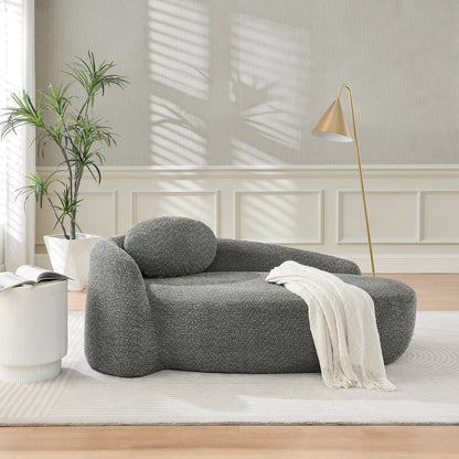 Minimalistisches Teddyfleece-Sofa mit abgerundetem Design, weich gepolsterte Couch mit Kissen, vielseitig einsetzbar für Wohnzimmer, Schlafzimmer und Studio,Gray