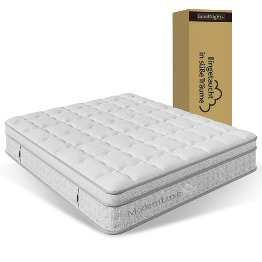7-Zonen Taschenfederkernmatratze 140x200 cm H3, 25cm Hohe Kaltschaum Hybrid-Matratze, Ergonomische Körperanpassung & Atmungsaktiv, OEKO-TEX Zertifiziert, Komfort-Doppelbett Matratze