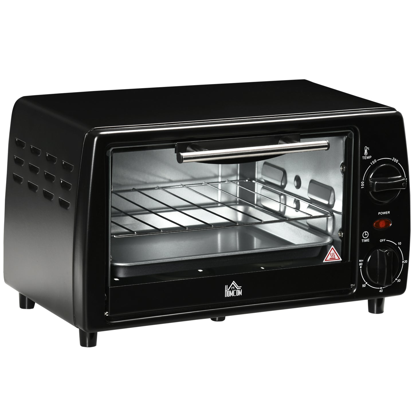 Gigab2b original image - Mini Backofen 10L 750W bis 230°C mit Timer 60 Min kleiner Elektrobackofen inkl. Backblech und Rost 36,5x26x22 cm Schwarz