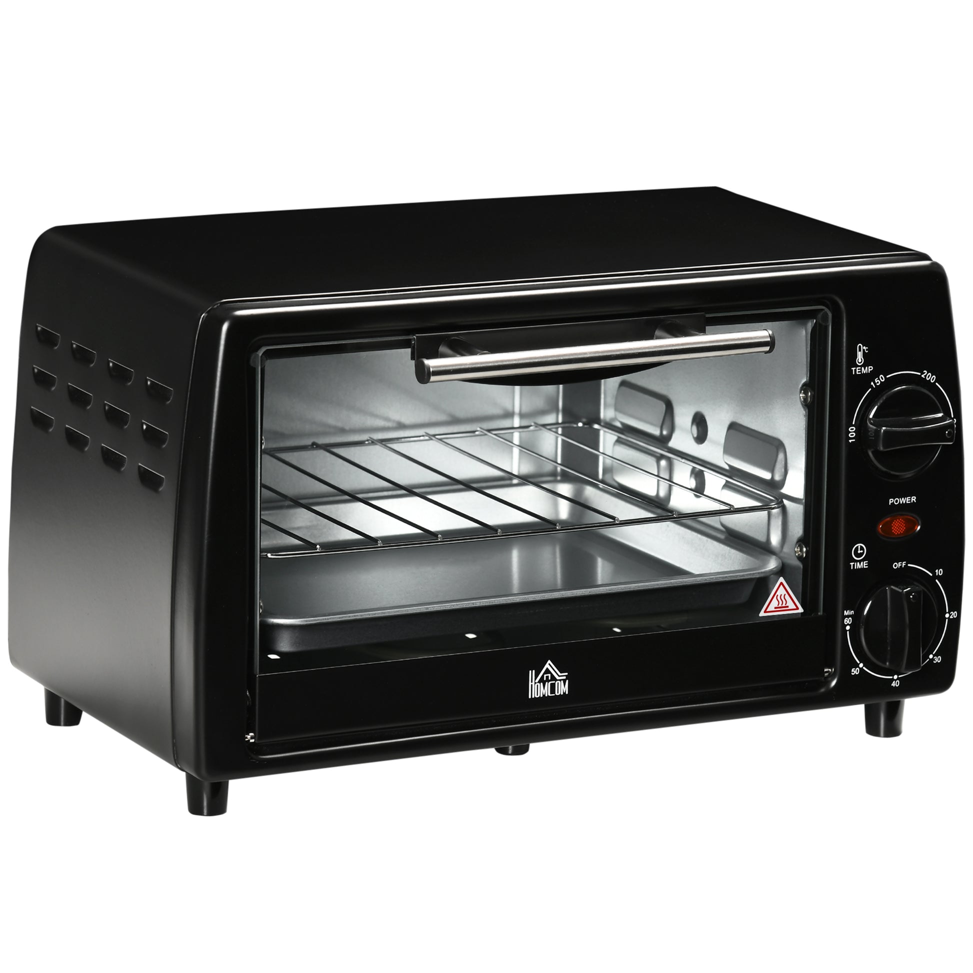 Gigab2b original image - Mini Backofen 10L 750W bis 230°C mit Timer 60 Min kleiner Elektrobackofen inkl. Backblech und Rost 36,5x26x22 cm Schwarz