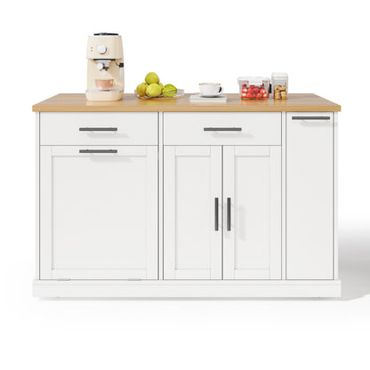 Rolling Cake Island with Foldable Worktop and Cabinet Storage